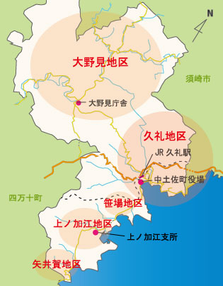 中土佐町地図