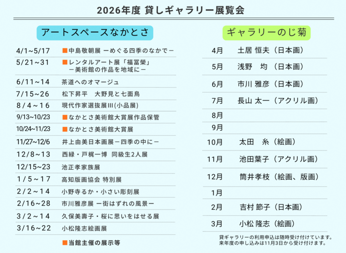貸しギャラリー予定 R7